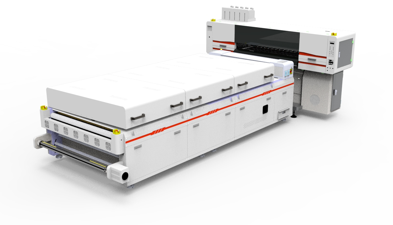 Wide-format DTF printer with integrated film feeding and printing system