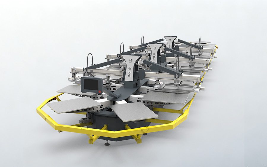 HJD oval screen printing machine with multiple printing stations