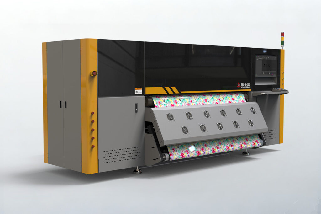 Wide-format HJD sublimation printer with a continuous paper path